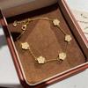 National Style Ancient Peony Flower Full Diamond Bracelet Double-Sided Can Be Worn Versatile Exquisite Jewelry