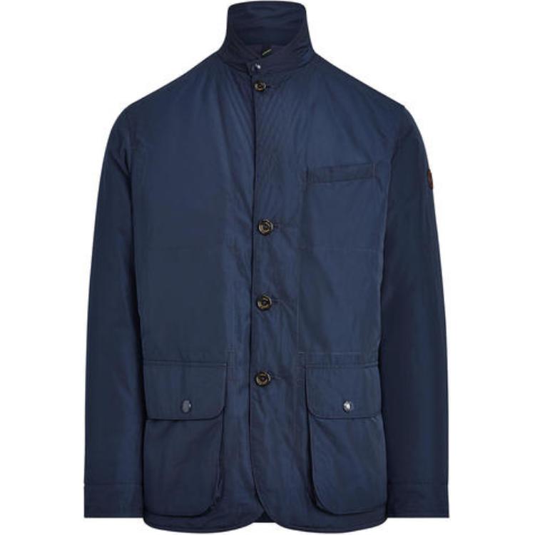 

Мужская хлопковая куртка Polo Ralph Lauren с водонепроницаемым логотипом на рукаве и воротником-стойкой, темно-синяя 710758569-001