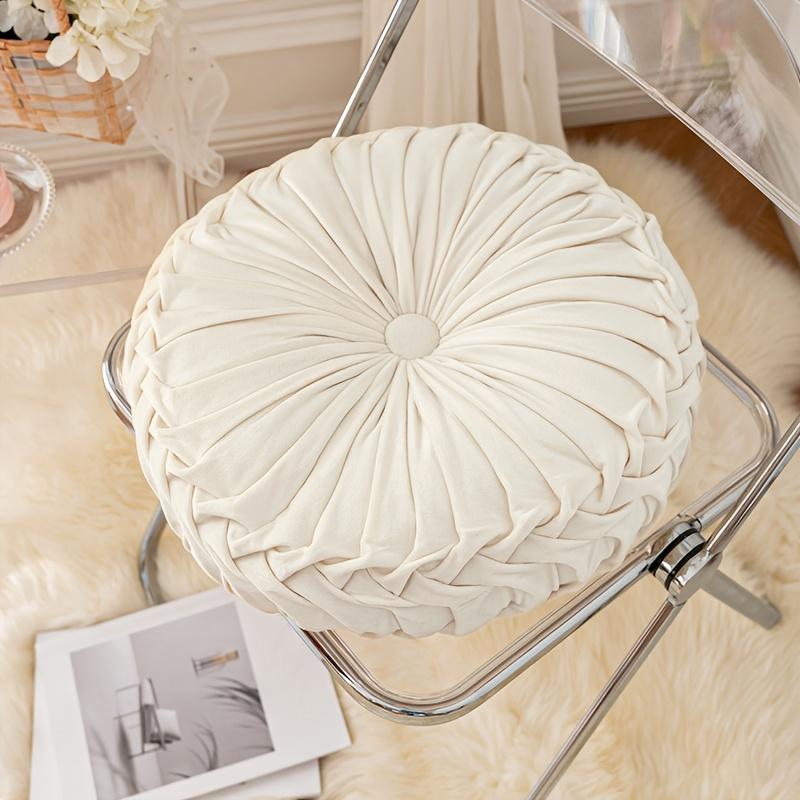 1 Piece Pumpkin-shaped Pillow, Pure Color Velvet Pillow, Suitable for Living Room, Circular Shape, Indoor Window Cushion