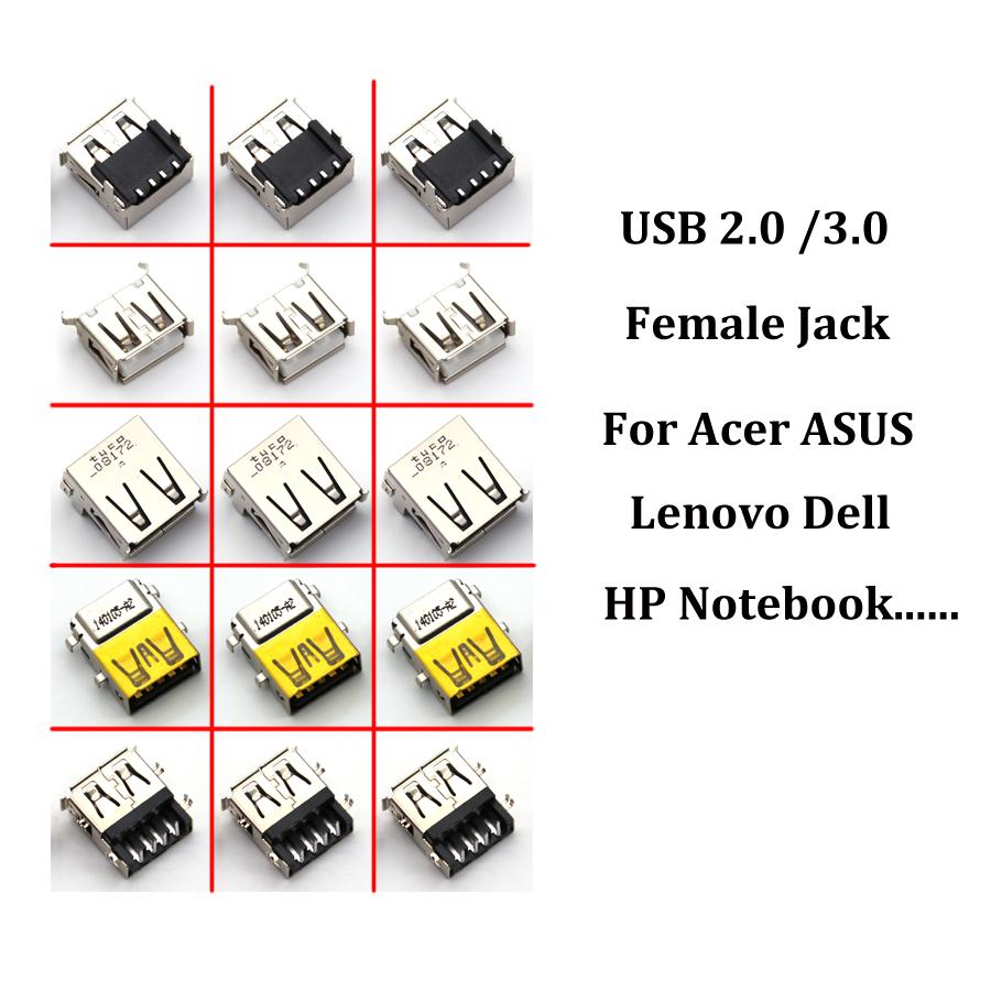 10PCS For Acer ASUS Lenovo Dell Notebook Maintenance Accessories USB 2.0 /3.0 Female Jack Right Angle Connector