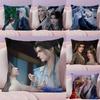 Classical Handsome Wu Xin Man Pillow Case Silky Short Plush with Invisible Zipper Dustproof Sofa Cushion Cover for Home Decor