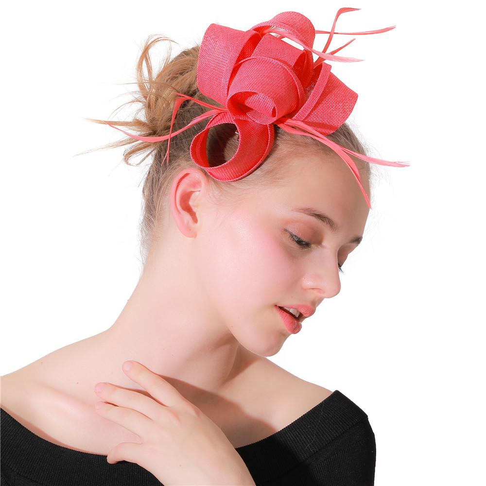Wassermelonenrot Exquisites Schleifen-Stirnband Imitation Hanfgarn Kopfbedeckung Britische Haaraccessoires Society Ball Empfang