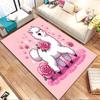 Fluffy Alpaca with Roses and Hearts Patterned carpet, non slip mat suitable for living room and bedroom sofas