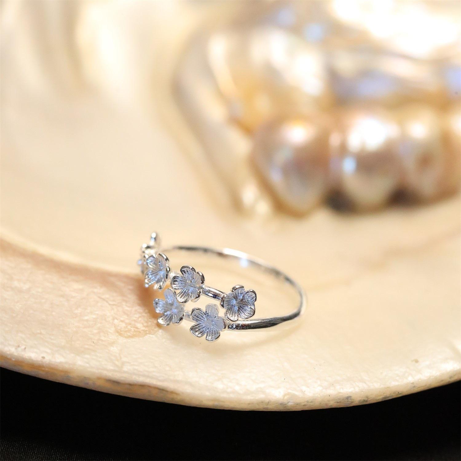 Adjustable 3D Sweet Flower Ring for Women – Fashionable, Versatile, Stackable, Open Band for Index Finger Open Adjustable
