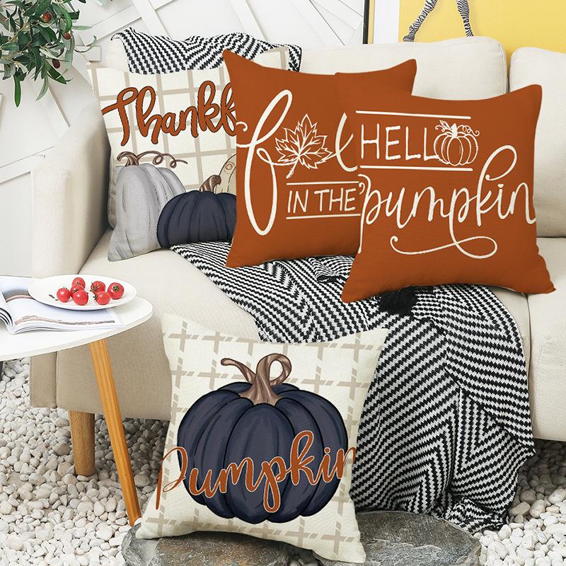 Autumn New Linen Letter Print Sofa Pillow Living Room Cushion Bedside Bay Window Cushion Cover