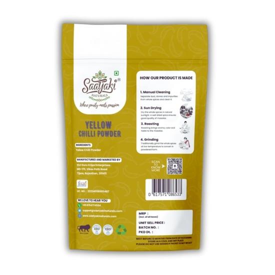 Saatyaki Naturals Organic Himalayan Yellow Chilli Powder - 800gm | Pure, Freshly Grounded Spice for Cooking, Non-GMO, Gluten-Free