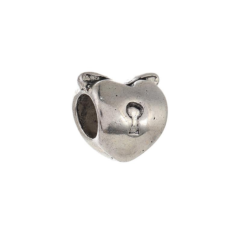 Diy Handmade Ancient Silver Tibetan Silver Jewelry Accessories, Multi-Style Pentagram Love Hole Beads, Bracelet, Alloy Bead Spacer Beads