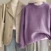 Autumn and Winter Women Soft Waxy Round Neck Cashmere Sweater Women's Loose Sweater Autumn and Winter Short Base Sweater