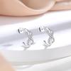 Double C Stud Earrings 925 + Silver Simple Niche Exquisite Personalized Sterling Silver Earrings Female Design Sense