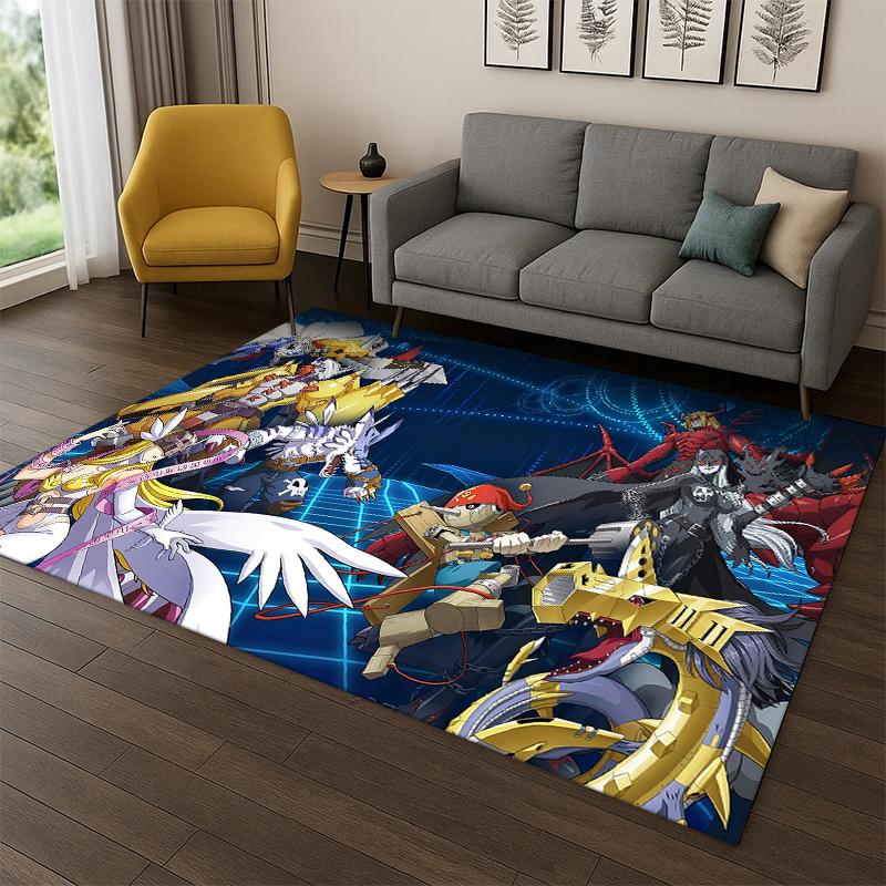3D Digimon Adventure Angewomon Agumon Cartoon Carpet Rug for Bedroom Living Room Sofa Doormat Home Decor,Kid Area Rug Non-slip