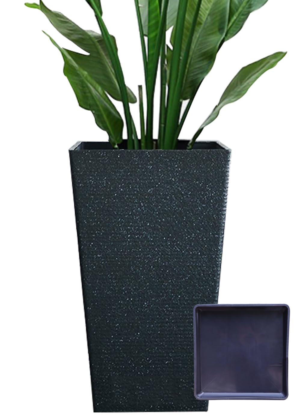 

Glynislife Большой квадратный кашпо Стильный с поддоном Цветочный горшок Легкий пластиковый Кашпо для помещения и улицы Глубокий с дренажным отверстием Горшок для комнатных растений чёрный