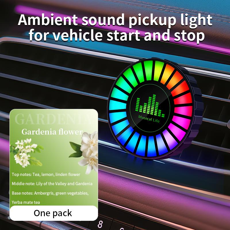 Car air outlet aromatherapy rhythm light car mounted perfume pickup light voice controlled music atmosphere light
