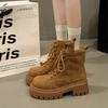 British Martin boots women's autumn 25 new high-heeled retro short boots thick-soled with skirts popular big yellow boots women
