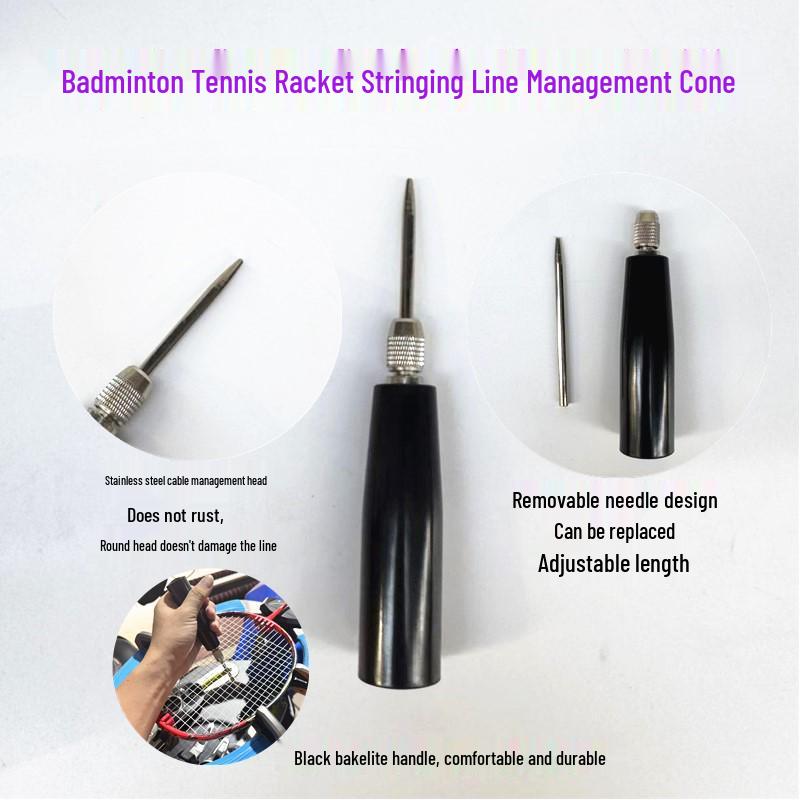 Durable Black Aluminum Alloy Badminton Racket Stringing Tool with Detachable Handle