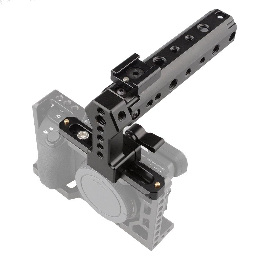 CAMVATE QR Cheese Handle Camera Grip, 100mm NATO Rail with 1/4" and 3/8" Threads and Shoe Mount, Black