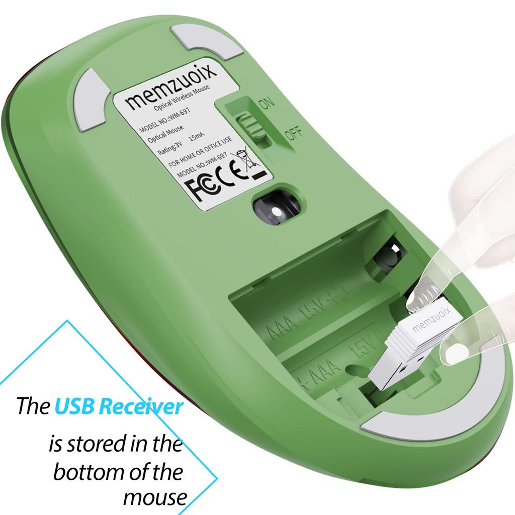 Memzuoix 2.4G Wireless Mouse, Portable Mobile Cordless Mouse with USB Receiver, 1200 DPI Ergonomic Wireless Mouse for Computer Laptops, Desktops,