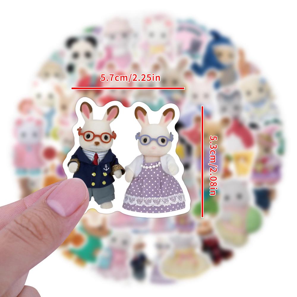 60 Calico Critters Cartoon Plush Animal Stickers for Desk Decoration and Stationery