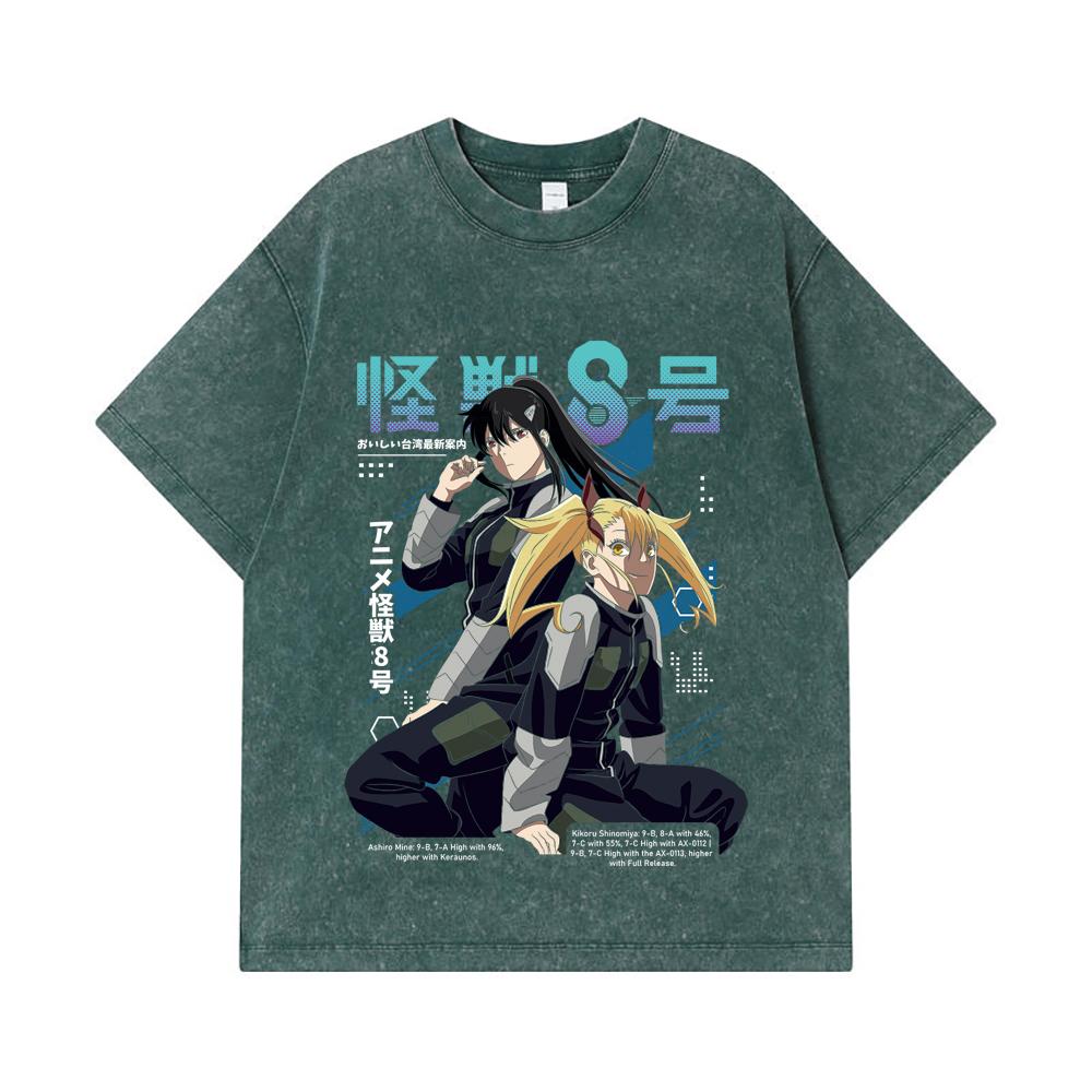 275 GSM Washed T-shirts 100% Cotton Kaiju No 8 V13 Print Unisex Heavy Cotton T Shirt