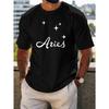 European Size Aries Men's Summer Short-sleeved T-shirts, Fashionable and Trendy Printed Men's Bottoming Shirts, Spring and Summer Round Neck Tops