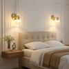 Japanese Retro Floral Glass Wall Lamp Modern Simple Bedside Lamp for Bedroom Study Led Mirror Light Nordic Wall Sconce