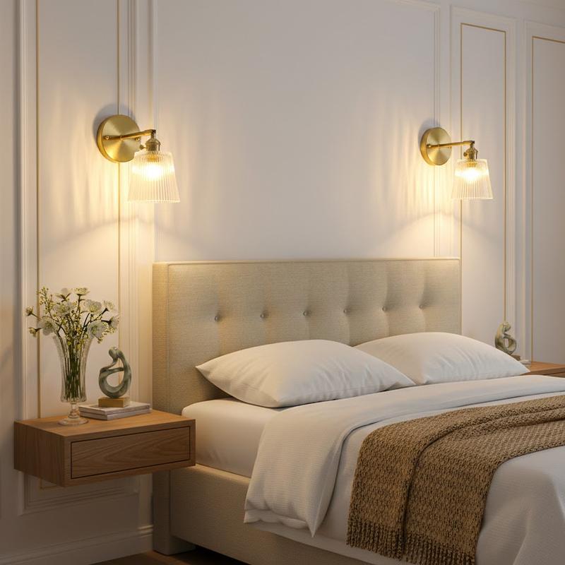 Japanese Retro Floral Glass Wall Lamp Modern Simple Bedside Lamp for Bedroom Study Led Mirror Light Nordic Wall Sconce