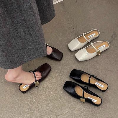 Retro Lazy Pedal Internet Celebrity Summer Fashion New Muller Sandals Flat Bottom Women Bag Head Half Slippers Outside