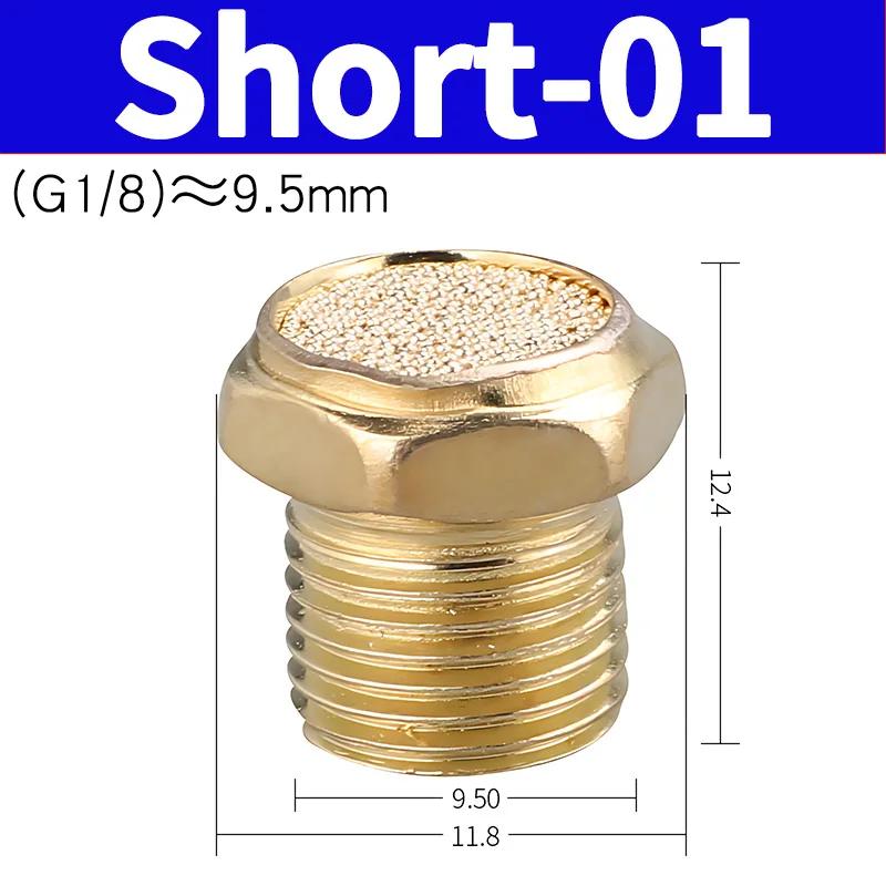 10PCS/50PCS/200PCS Pneumatic Brass Exhaust Muffler BSL M5 1/8 1/4 3/8 1/2 BSP Male Thread For Air Noise Adjustable Long Short