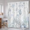 Coastal Turtle Shower Curtain Fish Coral Starfish Shell Blue Ocean Beach Waterproof Polyester Fabric Bathroom Curtains