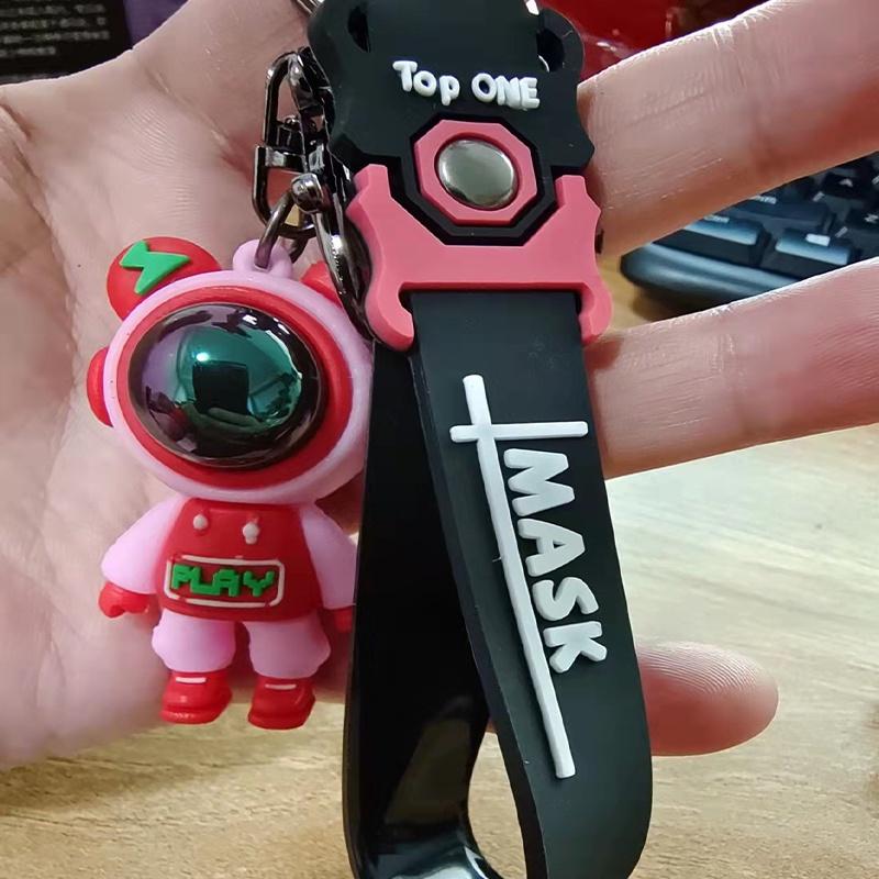 

Кольцо-цепочка с молнией и фигуркой медведя, кукла-астронавт, подвеска для сумки, брелок для автомобильных ключей Pink