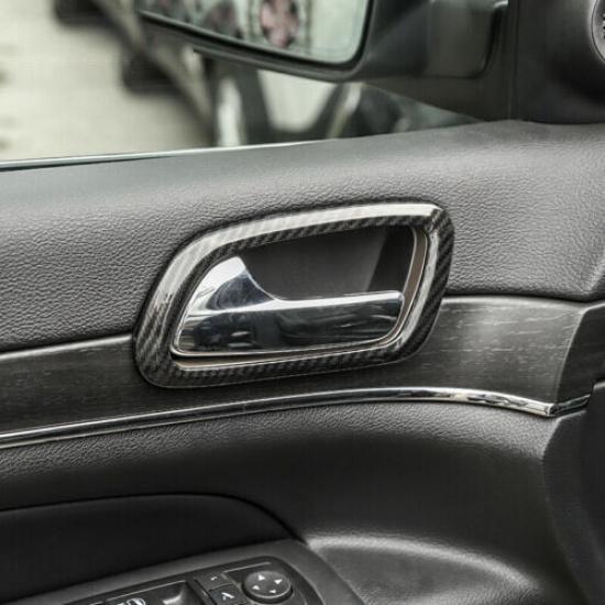 8x Inner Door Bowl Decor Cover Trim for Jeep Grand Cherokee 2011-20 Carbon Fiber