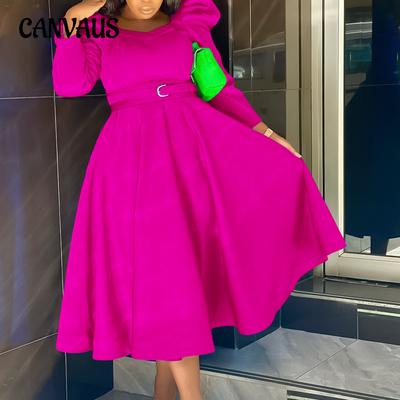 Vestidos femininos de outono e inverno, moda manga bolha, tamanho grande, banquete, festa, vestido de noite