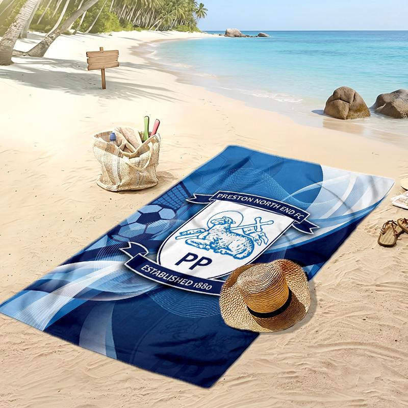 Preston North End Football Print Beach Towel, Large Soft Quick Dry Towel for Beach Camping Swimming