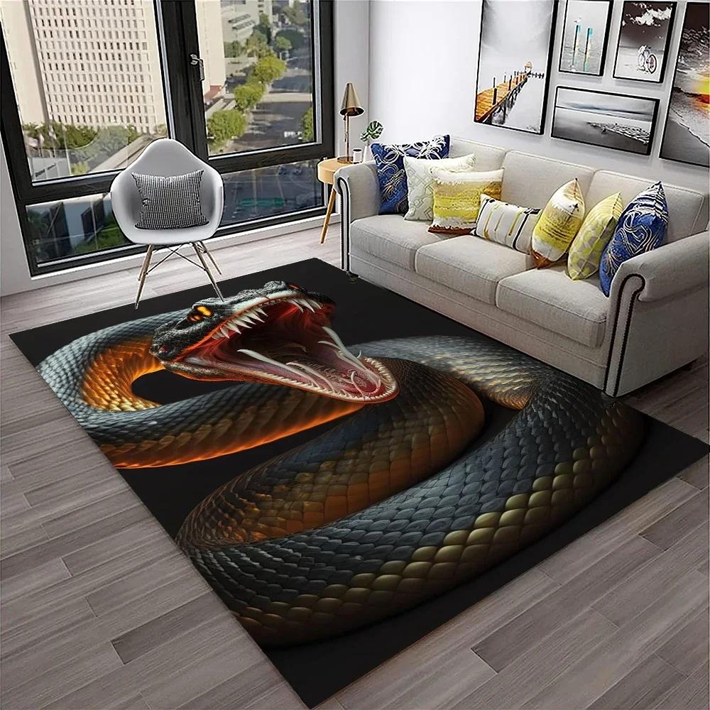 3D Gothic Schlange Schlangen Python Viper Teppich Teppich für Zuhause Wohnzimmer Schlafzimmer Sofa Fußmatte Dekor, Kinder Teppich Rutschfeste Bodenmatte