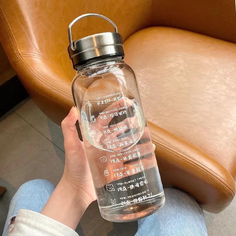 1L Large Capacity Water Bottle Transparent Milk Juice Cup Outdoor Travel Sport Portable Drinkware Tea Glass Bottle 1000ML