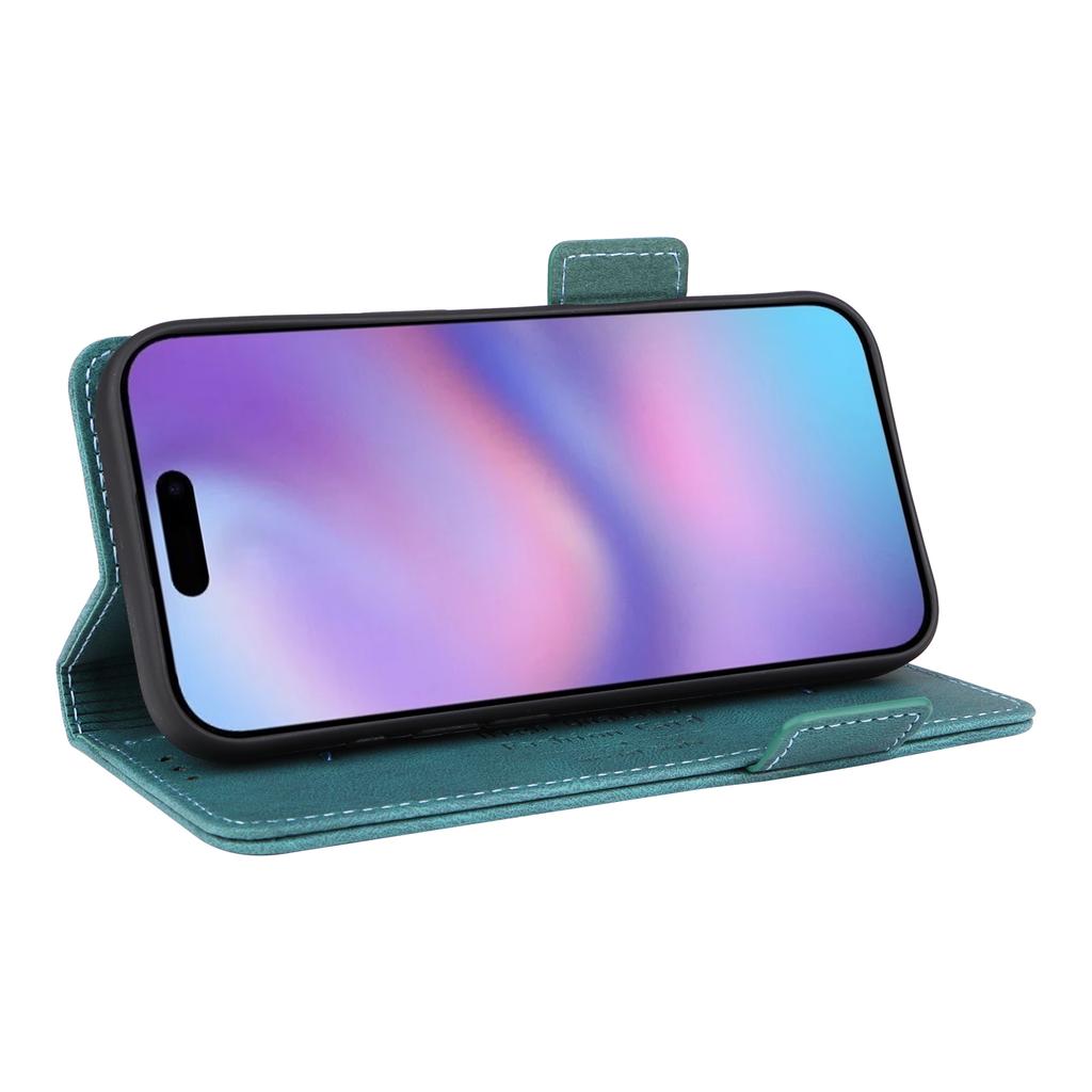 For iPhone 17 Case Leather Wallet Flip Phone Cover with Hardware Decor