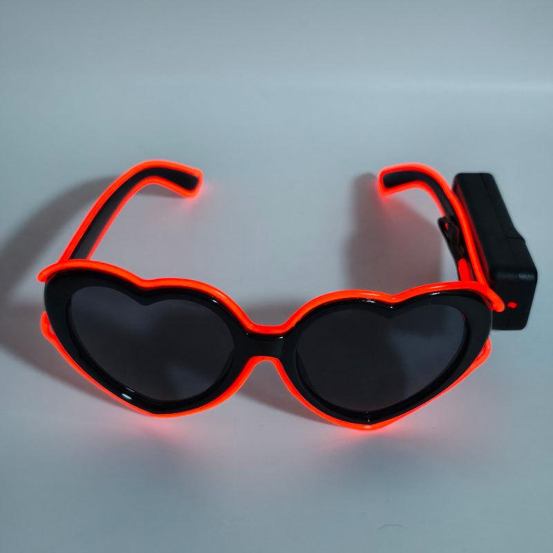 Pink Heart Glitter Light-Up Glasses for Parties and Photography