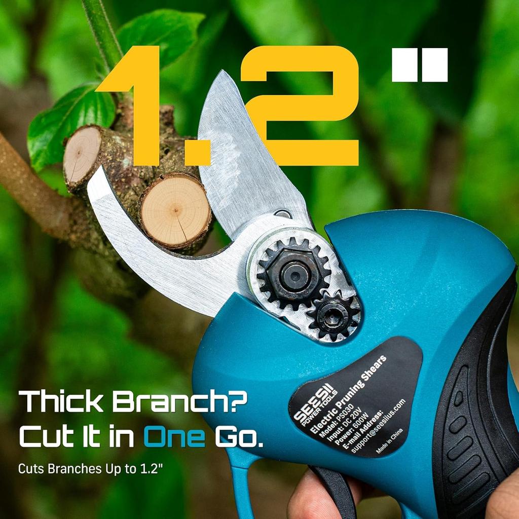 Seesii 2-in-1 33mm Brushless Electric Scissors w/4.9-9FT Telescopic Pole Cordless Pruning Garden Care for Makita 18V Battery Pin