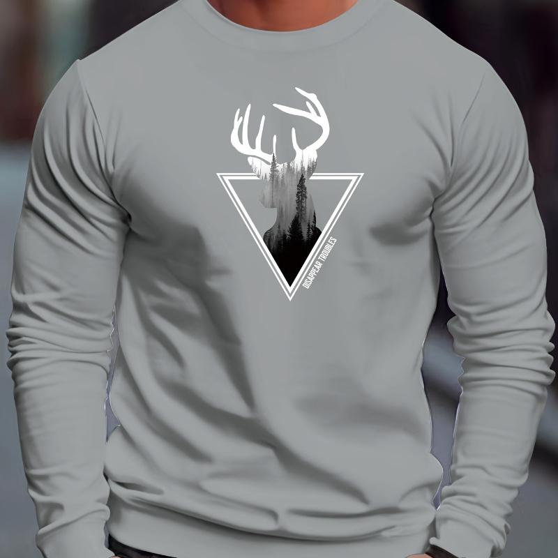 

Men s Graphic Logo Crew Neck Hoodie, Subtle Brand Print S