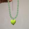 2026 New Color Beaded Chain Resin Heart Pendant Necklace For Women Girls Trendy Clavicle Chain Delicate Jewelry Gift