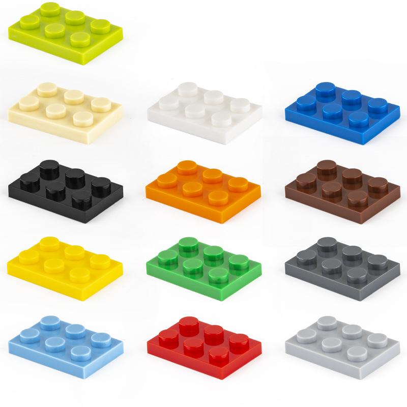 

Non-Toxic 100 Pcs Moc Parts 3021 Plate 2 X 3 Compatible Bricks Diy Assmble Building Blocks Particle Kid Brain Toy Gift