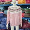Winter Round Neck Color Blocked Loose Fashion Pullover Knitted Sweater Top For Women