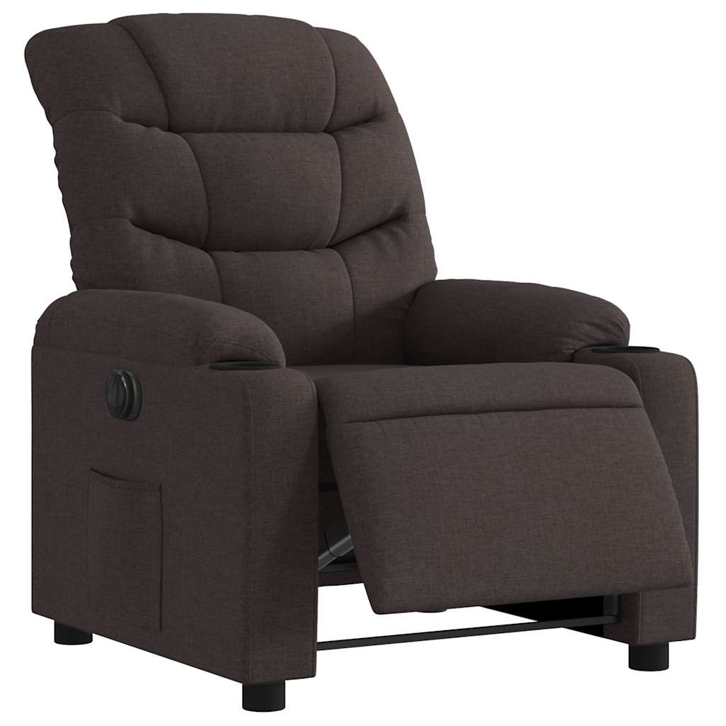 Electric Recliner Dark Brown Fabric