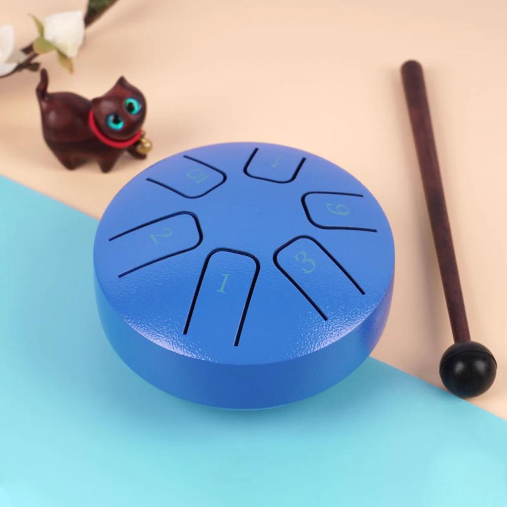 6 Tone Mini Hand Pan Drums Funny 3.8 Inch Kids Educational Toy with Drumsticks for Yoga Practice Performance Musical Instruments