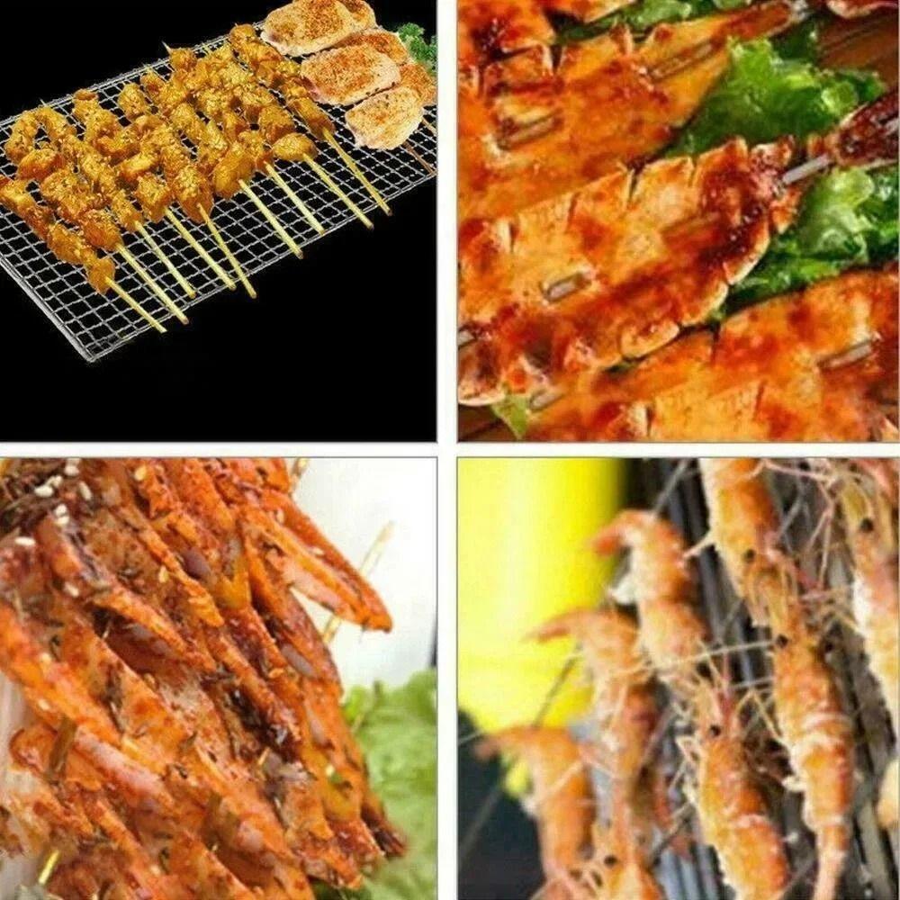 Stainless Steel Fish Grilling Rack Double-sided High Temperature Resistant Meat Grilling Rack Square Thickened Grilled Fish Net