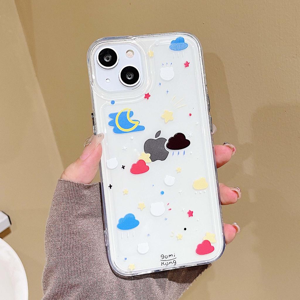 Moon Bear Stars Doodle Ins Phone Case Shockproof Silicone Soft Cover For Iphone 11 12 Pro Max Xsmax X Xr 13 Promax Conque Shell