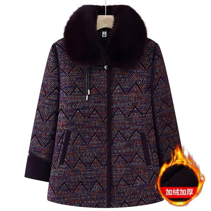 

Autumn and winter woolen coat, winter top, old lady mink coat thickened 5XL [recommended 150-80kg] фиолетовый