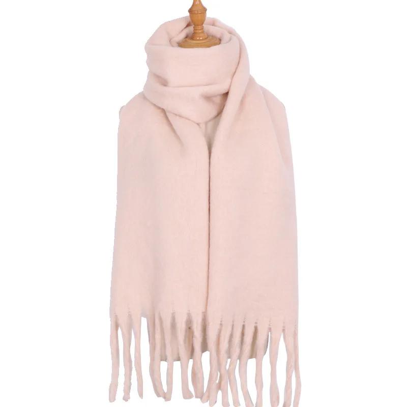 Solid Color Scarf For Women Super Thick Warm In Winter Big Shawl Plush White Snow Scarf  Design Unisex Foulard