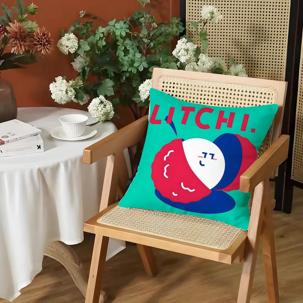 Cute Anime Fruit Cushion Cover Silky Short Plush Invisible Zipper Dustproof Sofa Pillow Case for Home Decor