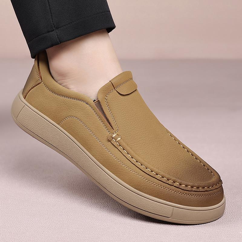 Fashion High Quality Handmade Stitched Comfortable Casual Leather Shoes Brand Business Versatile Commuting Shoes Fashionable Men Loafers