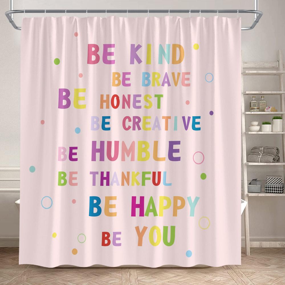Inspirational Aphorisms Shower Curtains Colourful Text Modern Minimalist White Bath Curtain Polyester Fabric Bathroom Decor Set